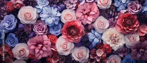 Tapeta kwiatowa - kolorowe tło z pięknych roślin.  photo