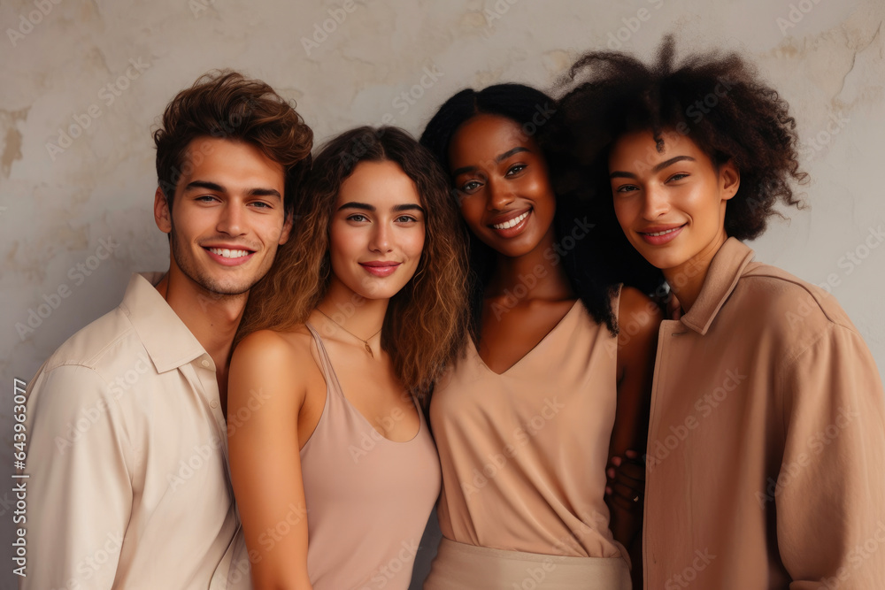 Obraz premium Diverse Models Posing Against a Wall