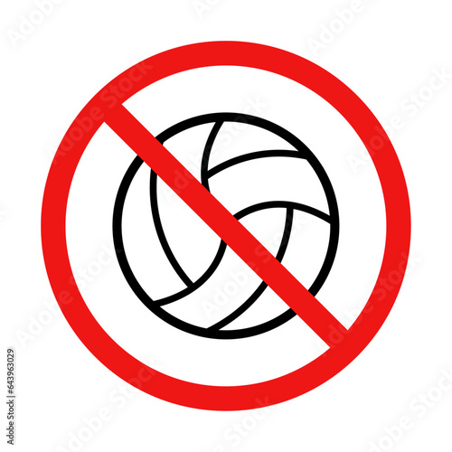 No Volley Ball Sign on White Background