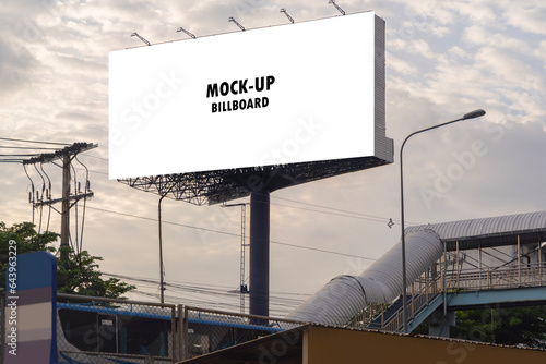 Canvas Print A blank billboard on one of Thailand's streets, a blank billboard with copy space for text or content, mockup of a blank billboard in a big city