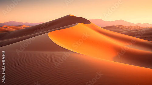 Explore the mesmerizing patterns of desert dunes as the sun bathes them in golden light. The photography reveals the undulating sands, the endless horizon and the warm hues. © CanvasPixelDreams
