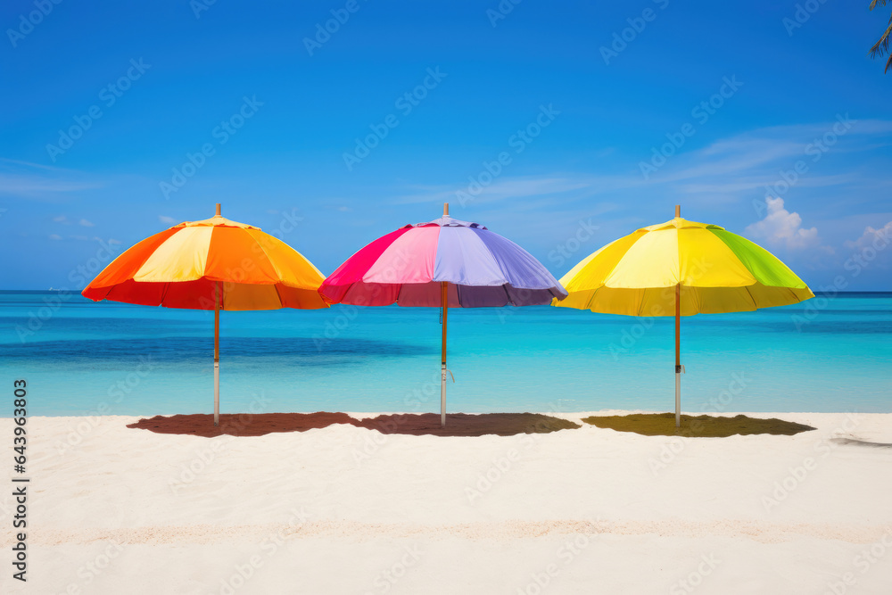 Colorful Umbrellas on a Sandy Beach