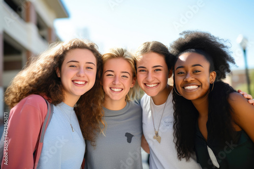 Smiling Multicultural University Friends