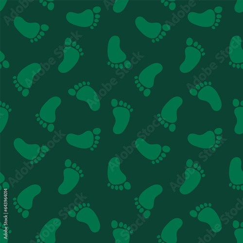 Green seamless pattern with green tiny feet