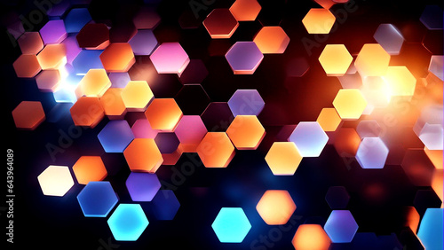 Abstract background hexagon pattern with glowing lights 
