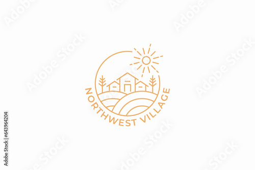 Natural Cottage Country Landscape Village Logo Badge