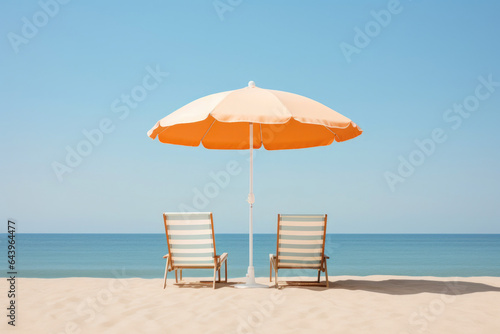 Tranquil Beach Retreat  Lounge Chairs and Umbrella