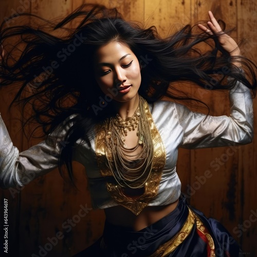 Asian girl dancing national dance