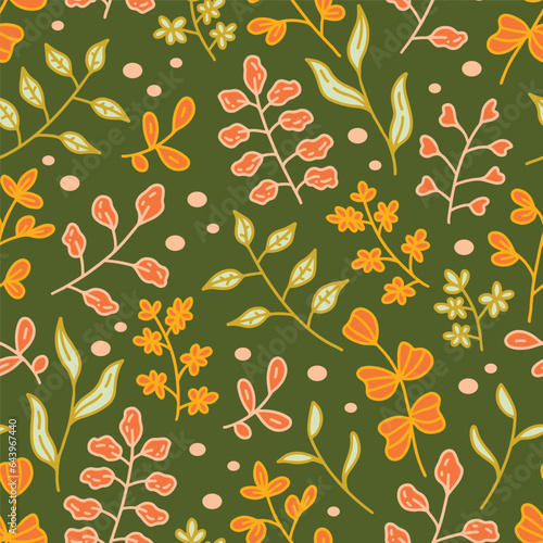Wallpaper Mural Flowers doodle pattern (vector pattern).Can be printed on any material: package, merch, fabric, home. Torontodigital.ca