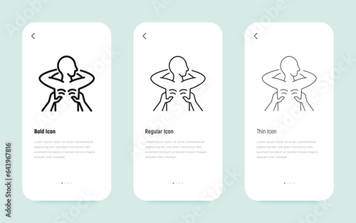 Massage, rehabilitation treatment. Physiotherapy thin line icon. Vector illustration.