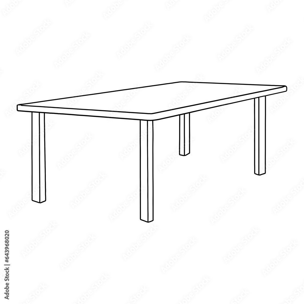 Dining table outline illustration Dining table outline illustration