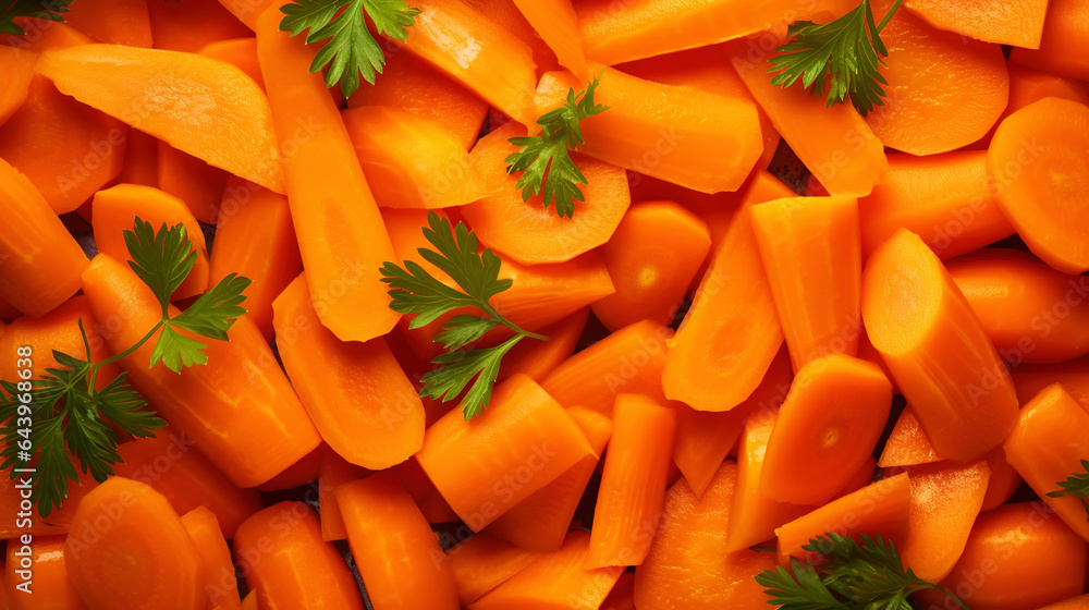 Fresh orange carrots with water drops background. Vegetables backdrop. Generative AI Fresh orange carrots with water drops background. Vegetables backdrop. Generative AI