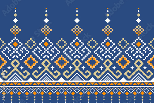 Cross stitch colorful geometric traditional ethnic pattern Ikat seamless pattern abstract design for fabric print cloth dress carpet curtains and sarong Aztec African Indian Indonesian