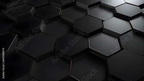 Abstract Background of hexagonal Shapes in black Colors. Geometric 3D Wallpaper 