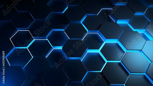 Abstract Background of hexagonal Shapes in blue Colors. Geometric 3D Wallpaper 