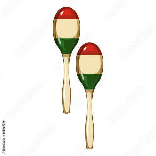 logo maracas cartoon. rumba skull, salsa crossed, mariachi color logo maracas sign. isolated symbol vector illustration