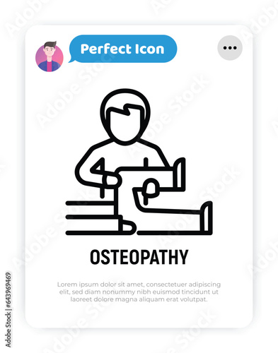 Osteopathy thin line icon. Physiotherapy, arthritis treatment. Massage. Vector illustration.