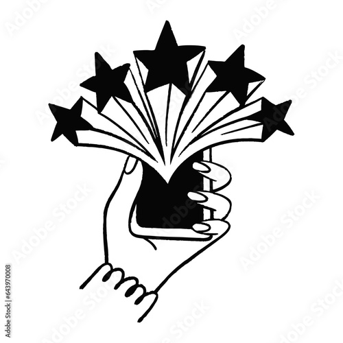 Five stars rating cartoon hand drawn