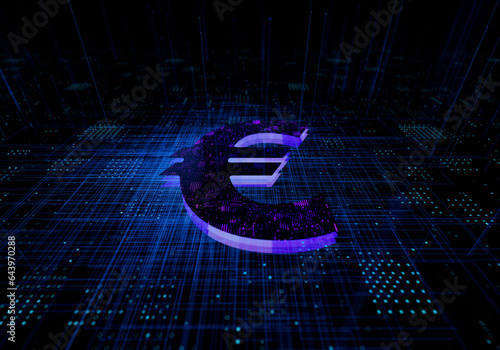 Financial data technology information transmission currency symbol euro symbol