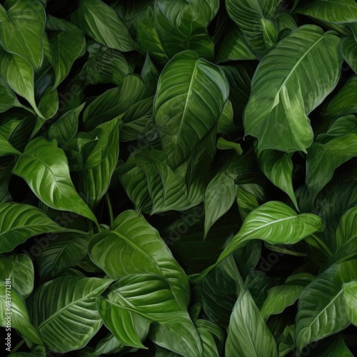 Seamless. Green leaves of plants © cherezoff
