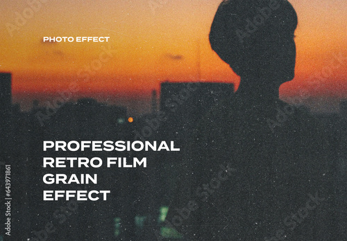 Retro Film Overlay Grain Photo Effect Mockup Template Paper Texture Overlay Print
