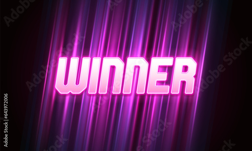 Shining neon sign Winner on a bright background. Vector illustration.