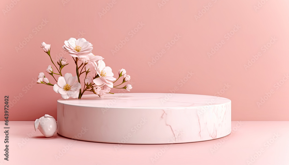 A Cherry Blossom in Full Bloom on a Marble Pedestal
A Cherry Blossom in Full Bloom on a Marble Pedestal