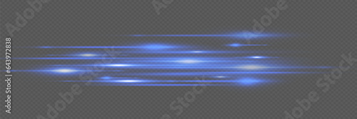 Movement of light effect. Speed ​​effect lines on a transparent background.