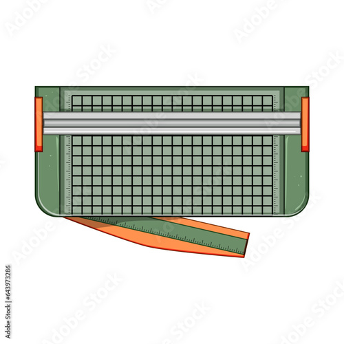 modern paper trimmer cartoon. tools machine, industrial distribution, mock-up crop modern paper trimmer sign. isolated symbol vector illustration