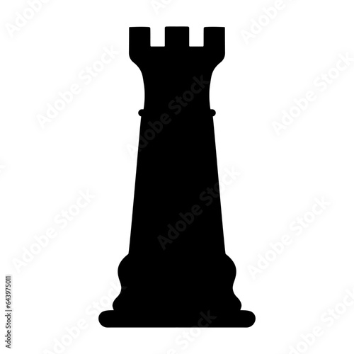 Tower chess piece silhouette. Vector illustration