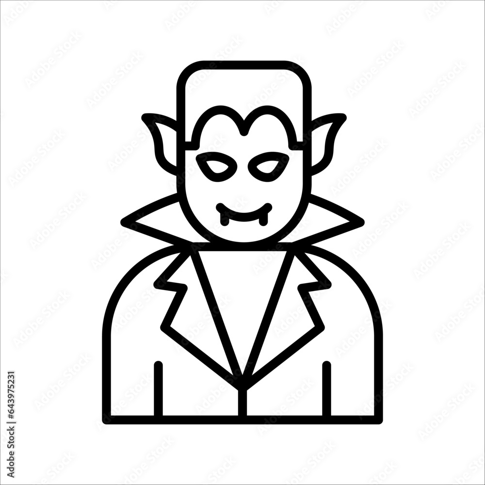 Dracula vampire line icon, bat and halloween, creature sign, vector illustration on white background Dracula vampire line icon, bat and halloween, creature sign, vector illustration on white background