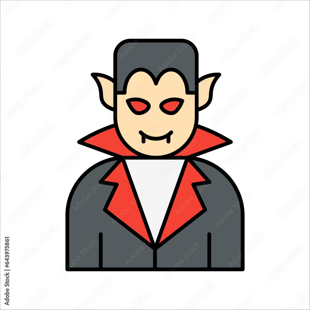 Dracula vampire line icon, bat and halloween, creature sign, vector illustration on white background Dracula vampire line icon, bat and halloween, creature sign, vector illustration on white background