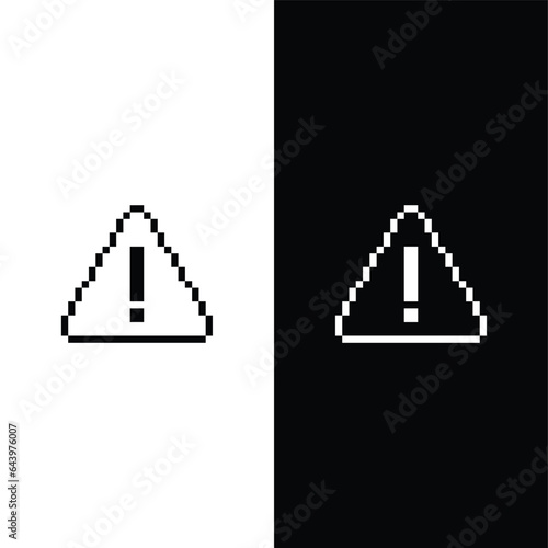 alert  icon 8 bit, pixel art  attention sign dangerous icon  for game  logo.