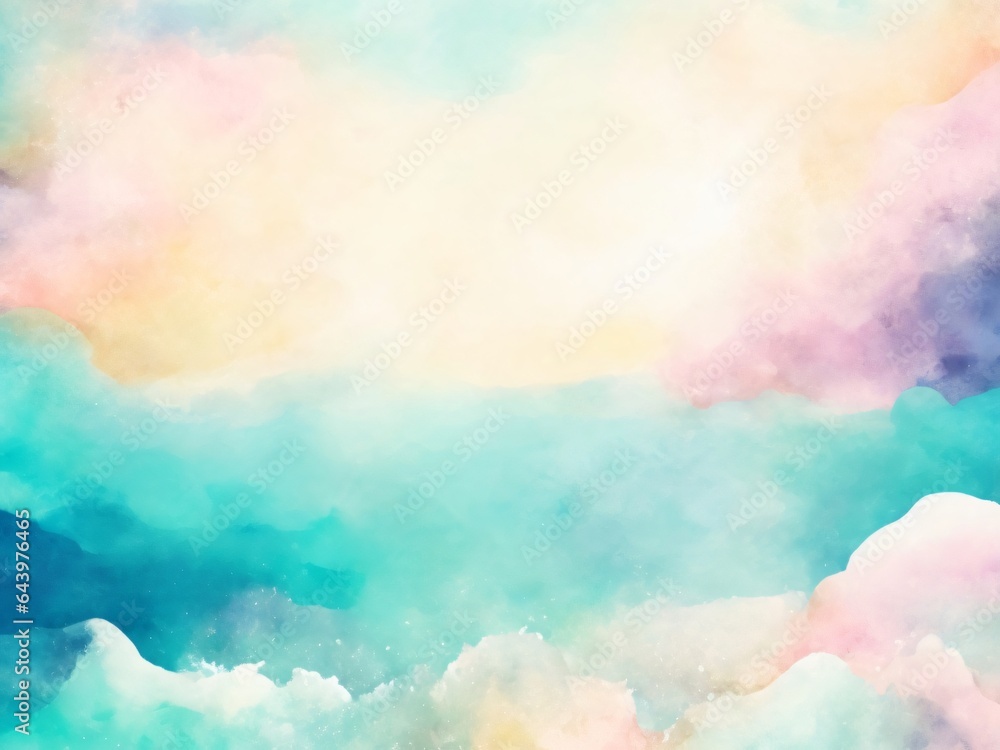 Fantasy sea and beach background, Abstract watercolor nature background