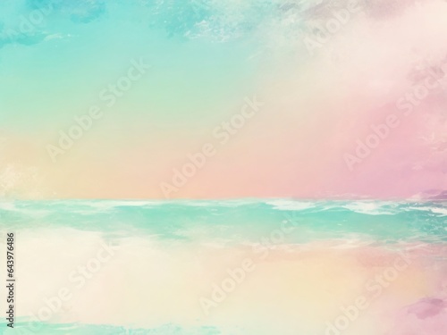 Fantasy beach and sea with pastel gradient watercolor  Sea watercolor background