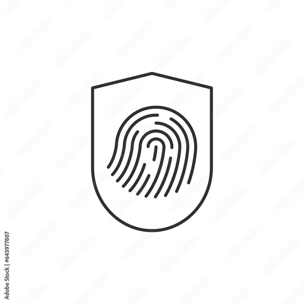 Line editable shield, guard icon with security fingerprint Line editable shield, guard icon with security fingerprint