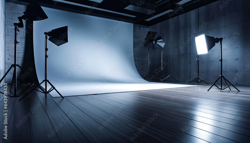 Illuminated Studio Space: An Empty Wooden Room