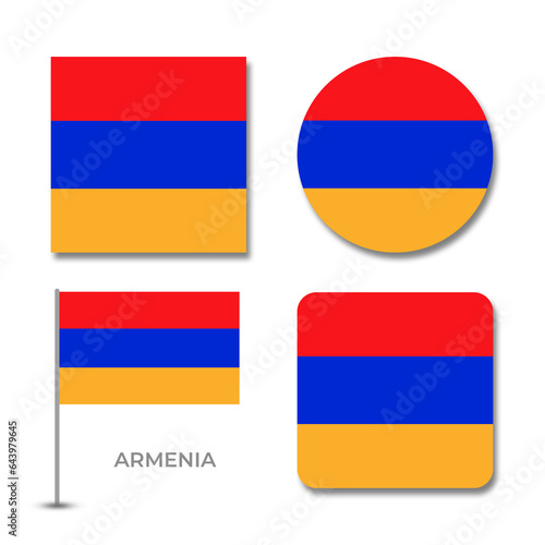 armenia flag set design transparent background png file