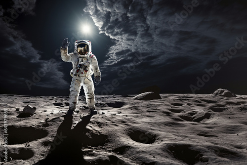 Fotografia an astronaut in a space suit on the moon