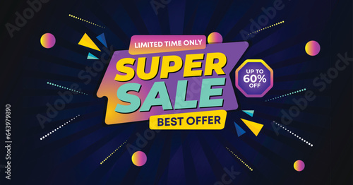 super sale banner template design. big deal flash sale discount template promotion posts. web banner for mega hot sale promotion discount sale banner. end of season special offer Sales vector banner