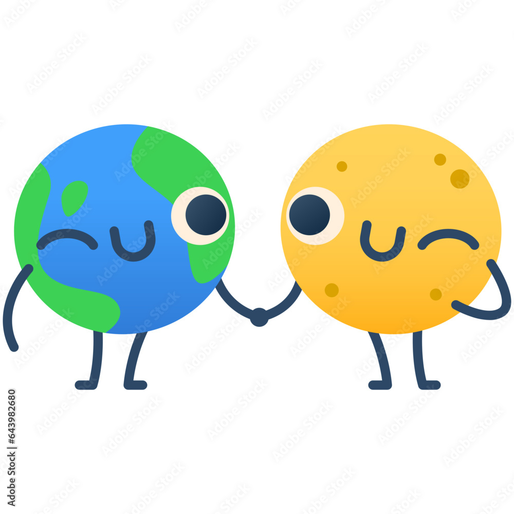 Earth and moon gradient illustration Earth and moon gradient illustration