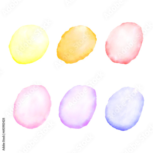 Circle and oval watercolor texture on white background