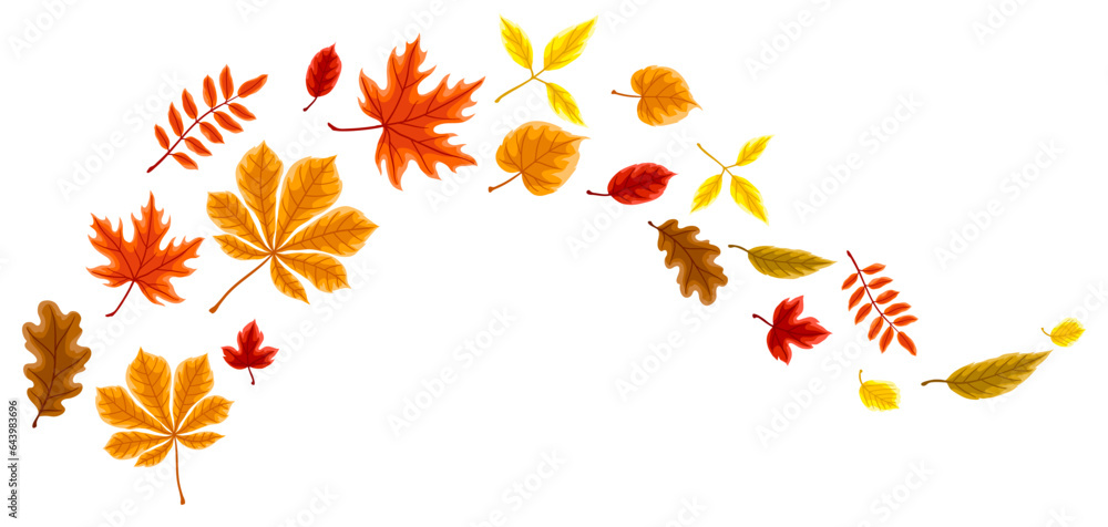 Background with autumn leaves. Illustration with various foliage.