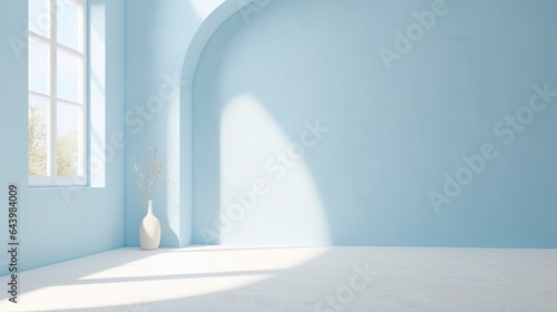 Empty blue room with window
