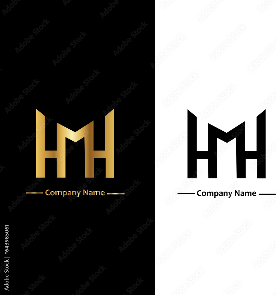 hmh letter branding logo design template