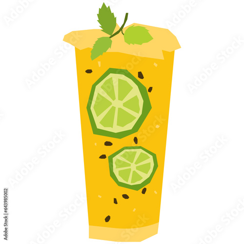 Passionfruit smoothie flat illustration