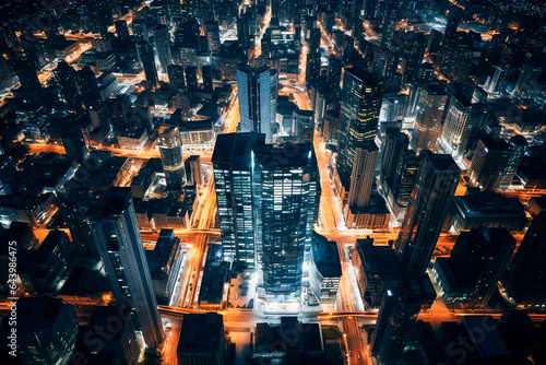 drone photo of a night cityscape in South Korea
