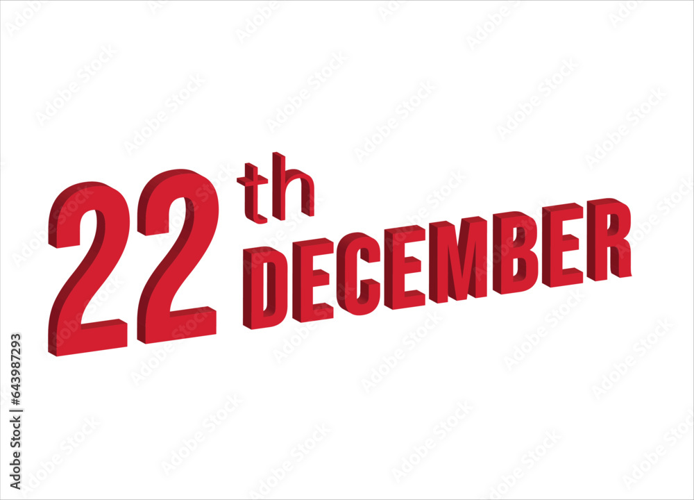 22nd December , Daily calendar time and date schedule symbol. Modern