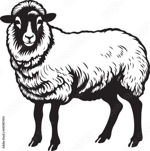 Sheep full length, Farm animal, Vector Illustration, SVG
