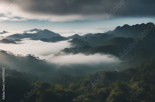Foggy landscape in the jungle